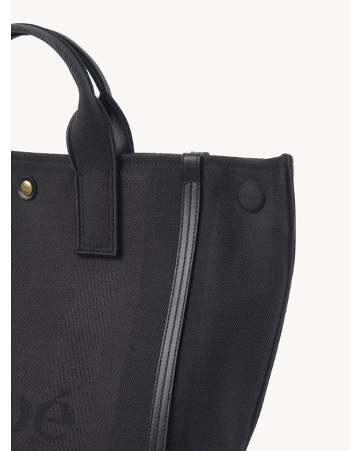 Chloé Black Chloé Carry Logo Detailed Large Tote Bag