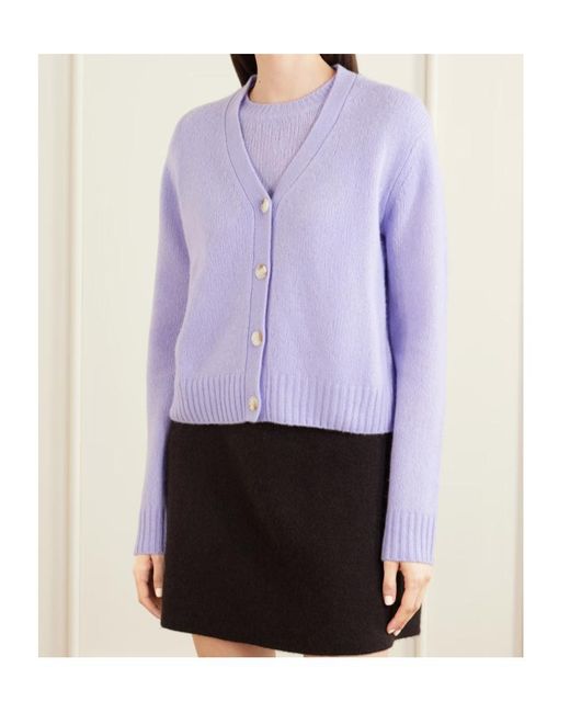 Lisa Yang Purple Long-Sleeved Knitted Cardigan