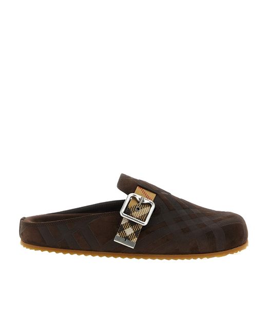 Burberry Brown Urchin Check-Pattern Buckled Mules for men