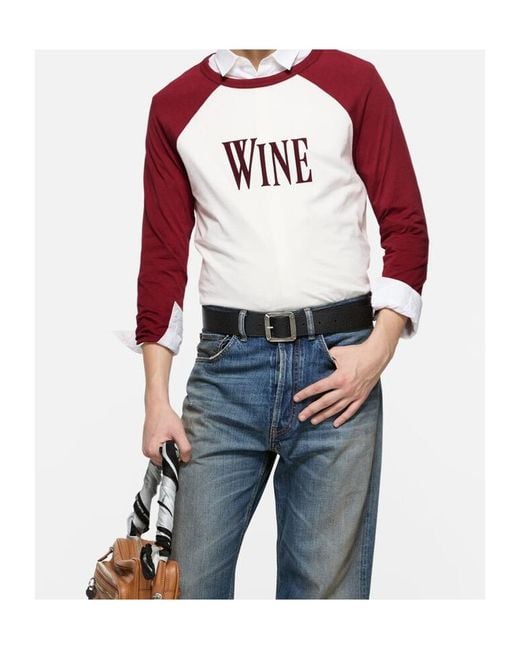 Acne Red Wine Graphic T-Shirt for men