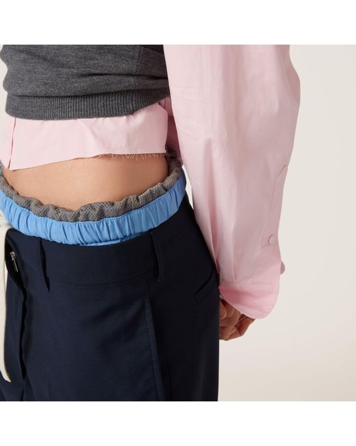 Miu Miu Blue Straight-Leg Tailored Trousers