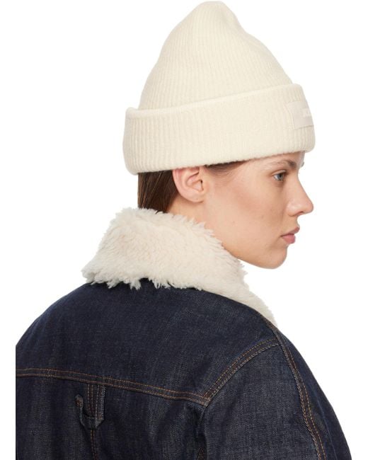 Jacquemus White 'Le Berret Gros Grain' Beanie With Logo Patch On The Front And Ribbed Knit for men