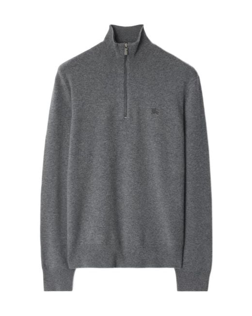 Burberry Gray Cashmere Blend Half-Zip Sweater for men