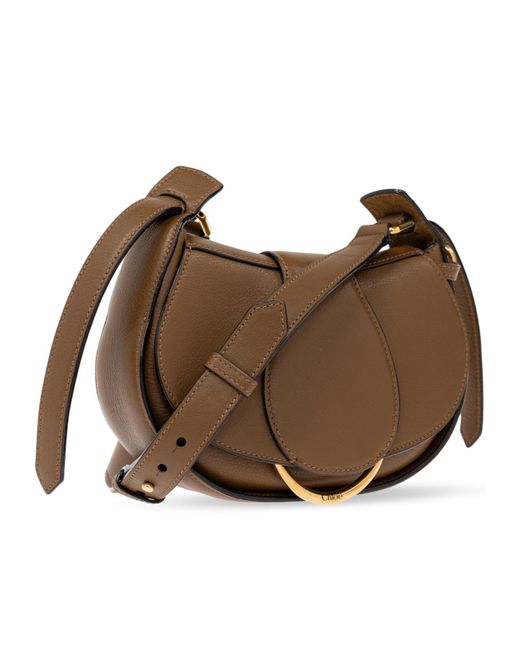 Chloé Brown Chloé Ride Logo Detailed Crossbody Bag