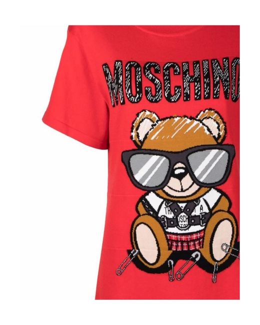 Moschino Red Teddy Print T-Shirt Dress