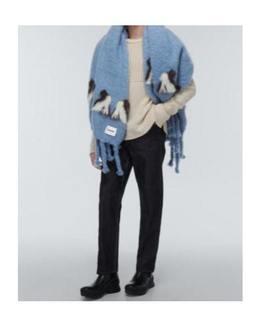 Jil Sander Blue Mohair And Wool-Blend Scarf for men