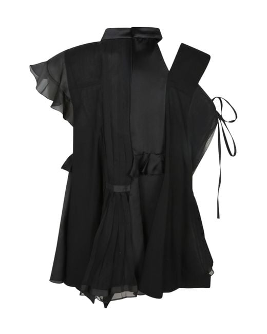 Sacai Black Ruffled Blouse
