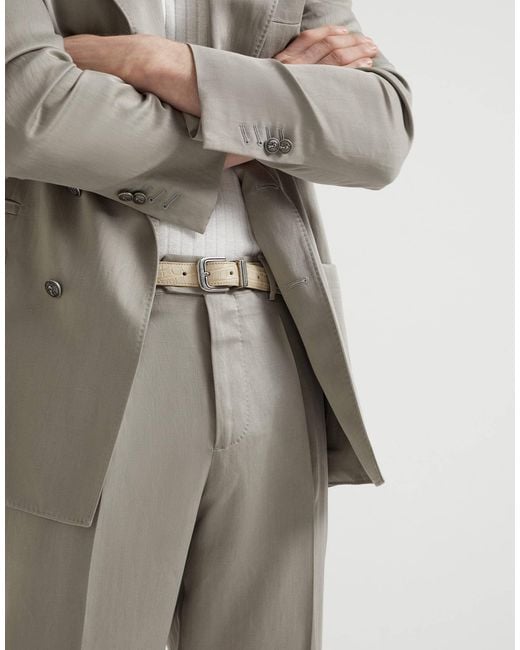 Brunello Cucinelli Natural Pleat-Detailing Straight Trousers for men