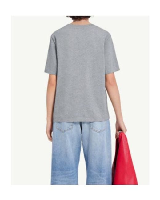 MM6 by Maison Margiela Gray Logo Print T-Shirt