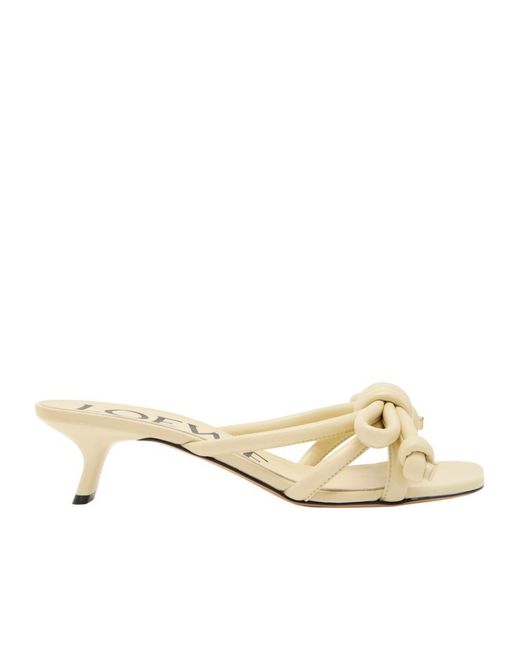 Loewe Natural Classic Knot Decoration Square-Toed Kitten Heel Slippers