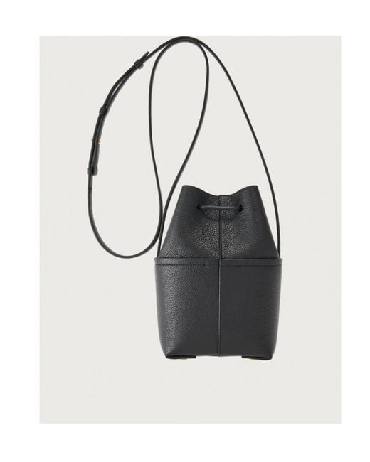 Ferragamo Black Ferragamo Gancini Logo Plaque Drawstring Tote Bag