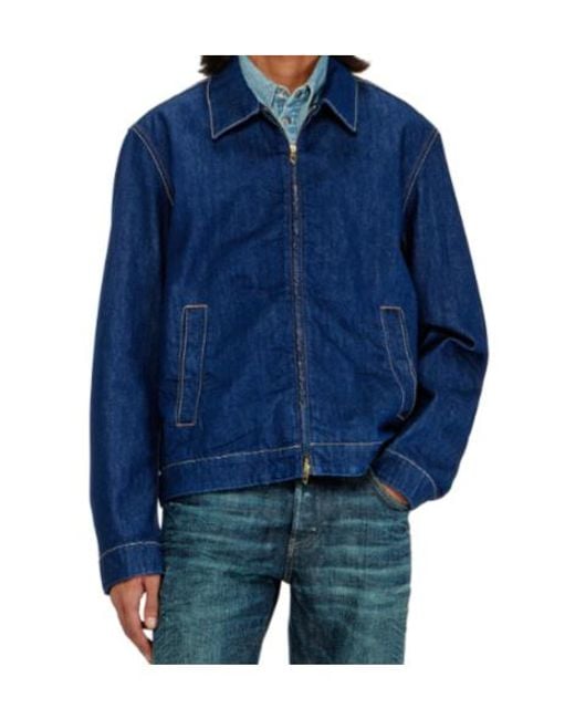 DIESEL Blue D-Rohe Contrast-Stitch Denim Jacket for men