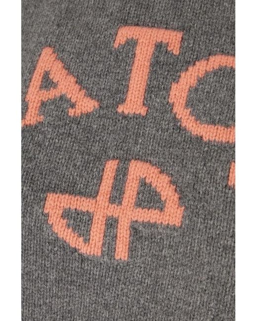 Patou Gray Logo Crew Knitted Sweater