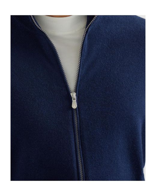 Brunello Cucinelli Blue Long-Sleeved Cashmere Cardigan for men