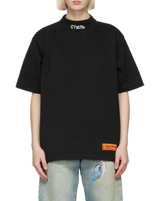 【HERON PRESTON】Printed Logo Patch Short Sleeve T-Shirt Heron Preston Logo Patch T-Shirt in Black for Men | Lyst