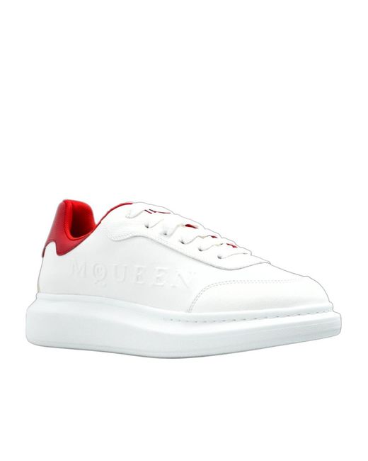 McQueen White Oversized Logo Embossed Sneakers for men