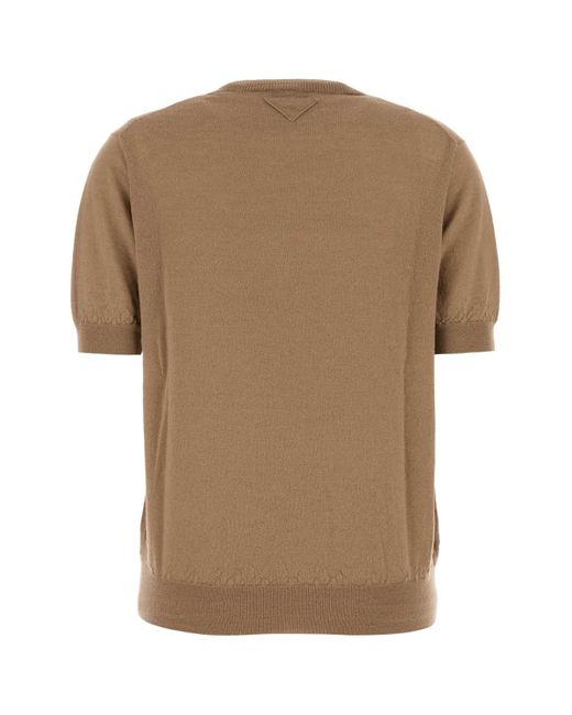 Prada Brown Short Sleeved Crewneck Jumper