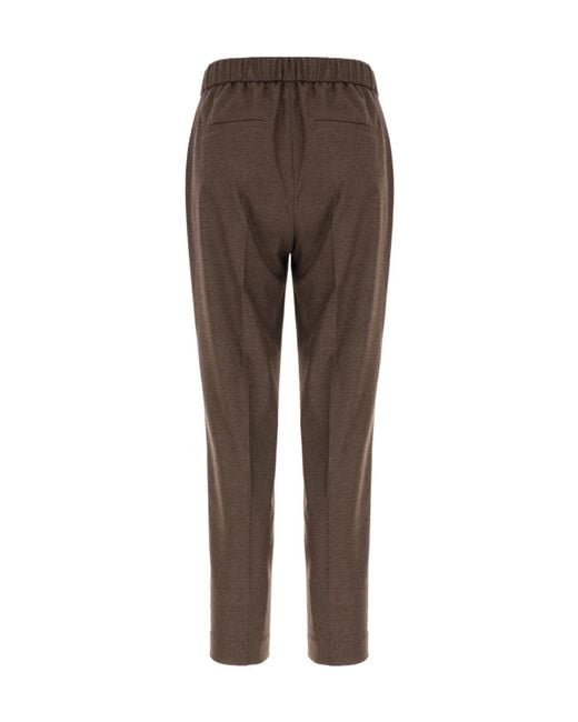 Peserico Brown Wool And Cashmere Trousers