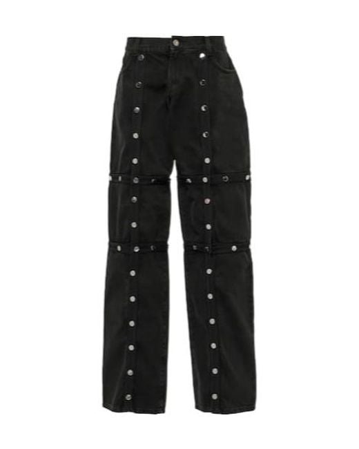 The Attico Black Studded Low-Rise Straight Leg Jeans