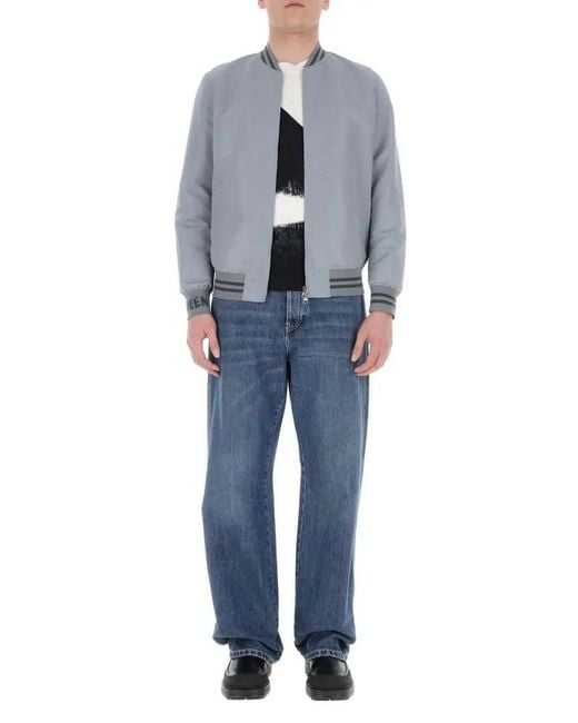 McQueen Blue Logo Patch Wide Leg Jeans for men