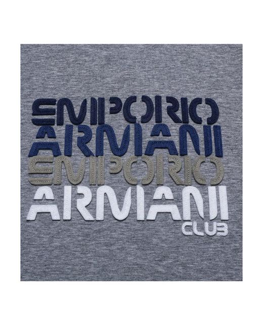 Emporio Armani Blue Logo-Print Cotton-Blend Sweatshirt for men