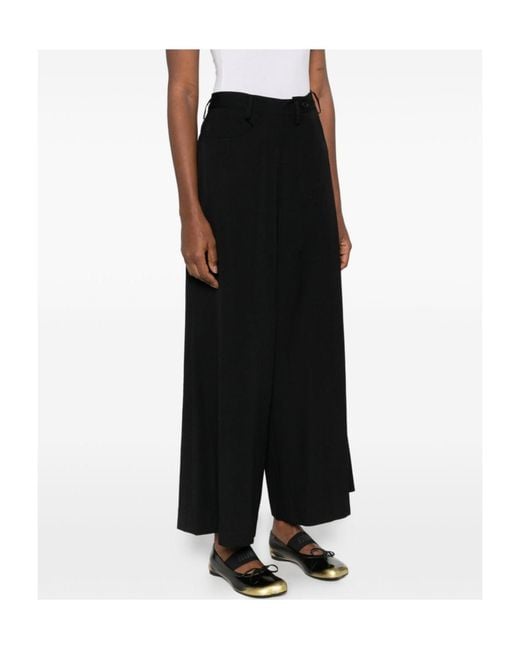 Yohji Yamamoto Black Gabardine Asymmetry Baggy Pants