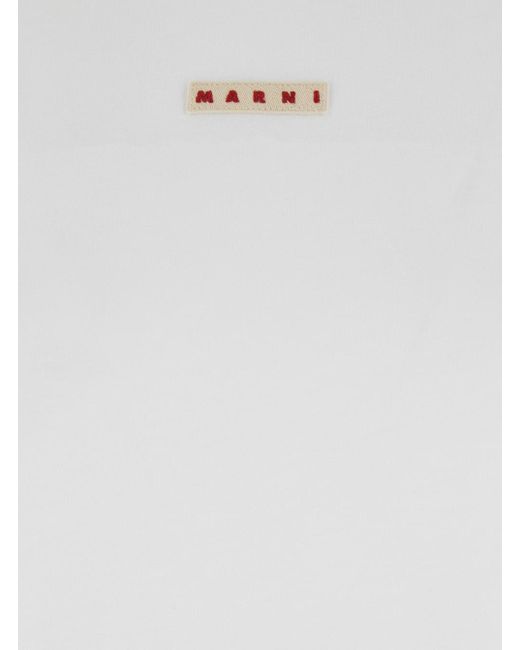Marni White Logo Patch Crewneck T-Shirt