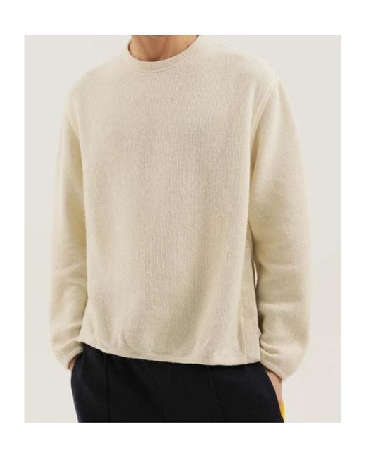 1989 STUDIO White Cut Knit Crewneck Sweater for men