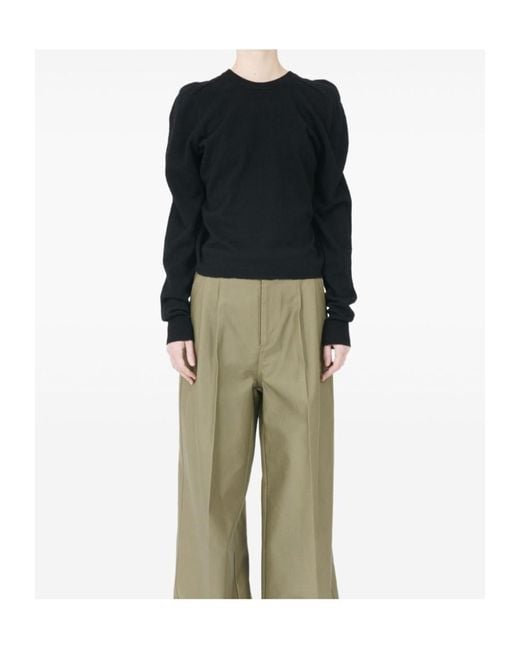 Maison Margiela Black Puff-Shoulder Wool Sweater