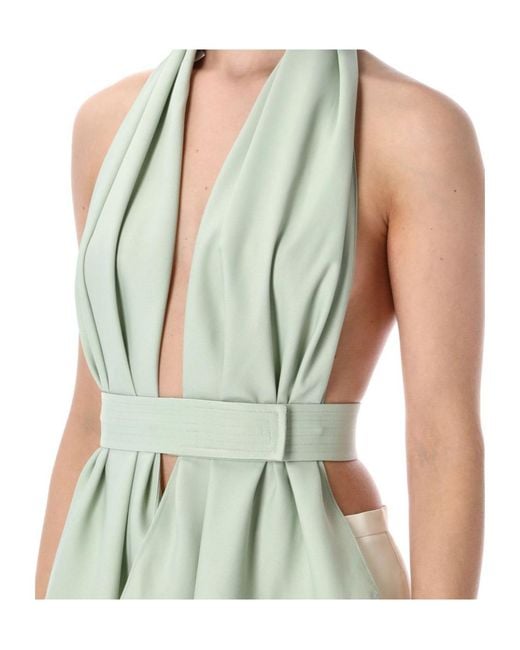 Alberta Ferretti Green Draped Scarf-Effect Top