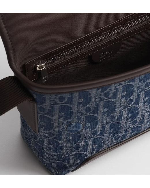 Dior Blue Mini Jett Flap Messenger Bag for men