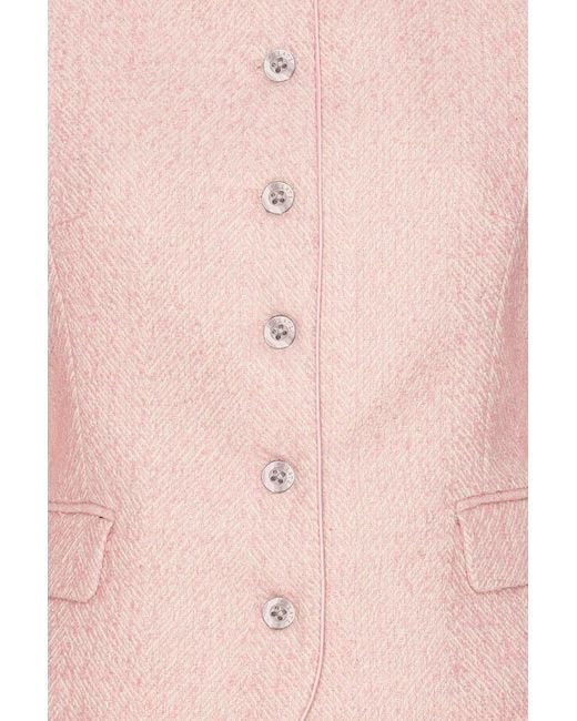 ROTATE BIRGER CHRISTENSEN Pink Textured Bouclé Cocoon Sleeve Jacket