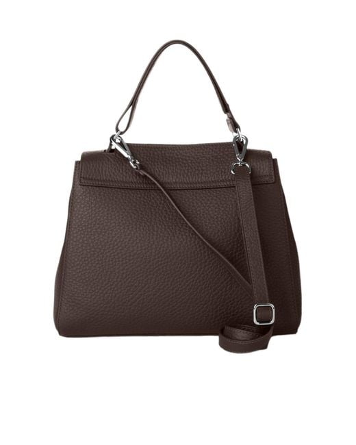 Orciani Brown Sveva Logo Lettering Medium Shoulder Bag