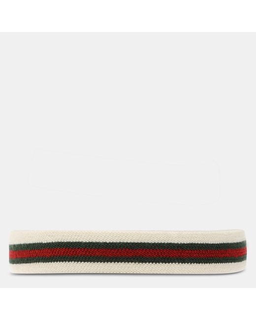 Gucci White Classic Striped Scarf