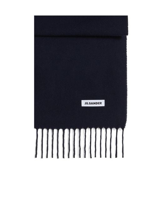 Jil Sander Blue Slim Wool Scarf for men