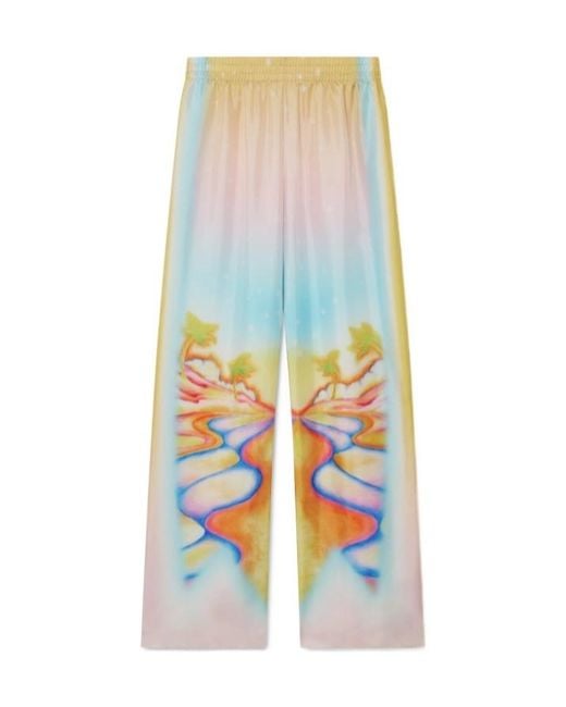 Casablanca Blue Psychedelic Nirvana Satin Trousers