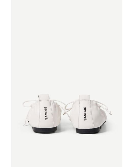 Samsøe & Samsøe White Lace-Up Ballet Flats