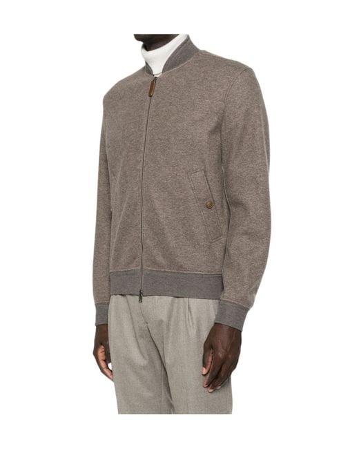 Brioni Brown Zip-Up Bomber Jacket for men