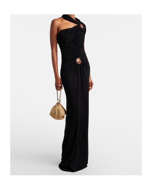 Christopher Esber Black Embellished Draped Jersey Top