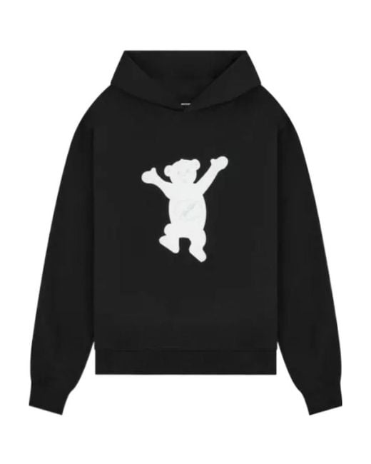 we11done Black Logo Print Cotton Hoodie for men