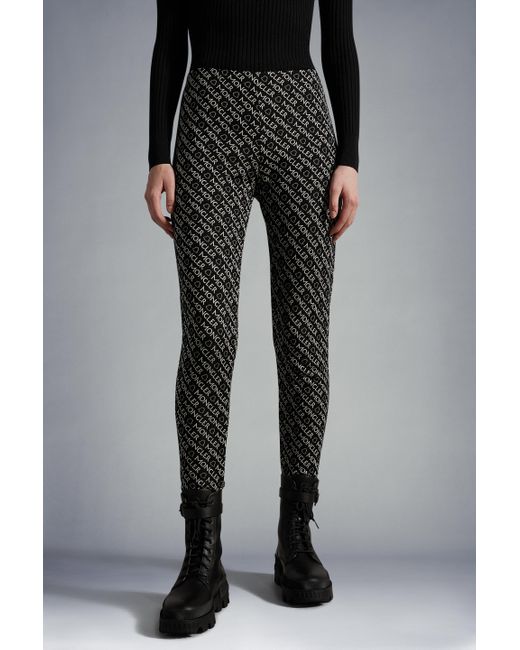 Moncler Black Logo Print Leggings