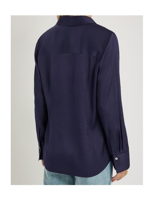 Vince Blue Stretch Silk-Blend Shirt