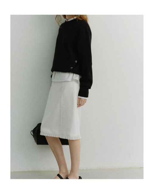 DUNST White H Line Midi Skirt