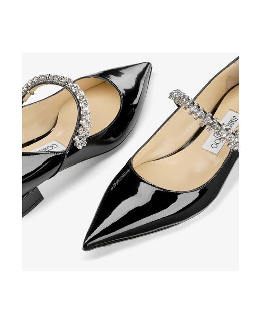 Jimmy Choo Black Bing Embellished Flat Shoes