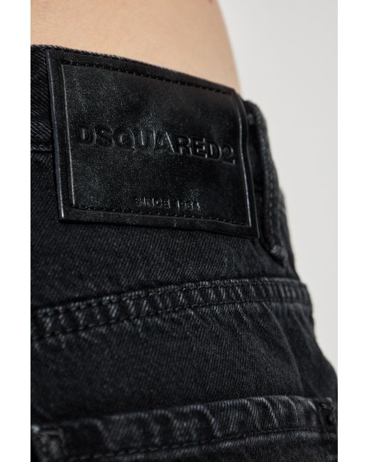 DSquared² Black Logo Patch Straight-Leg Jeans for men
