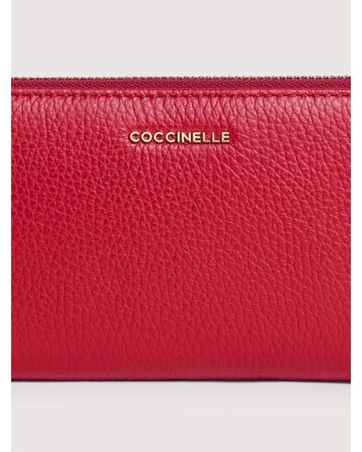 Coccinelle Red Logo Lettering Zipped Wallet