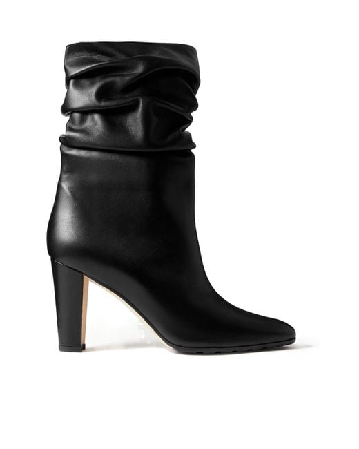 Manolo Blahnik Black Calasso 90 Leather Ankle Boots