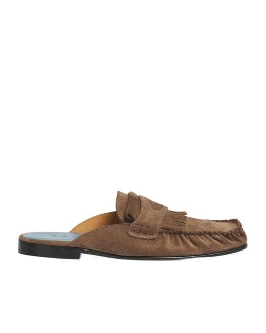 Marni Brown Fringe Trim Sabots for men
