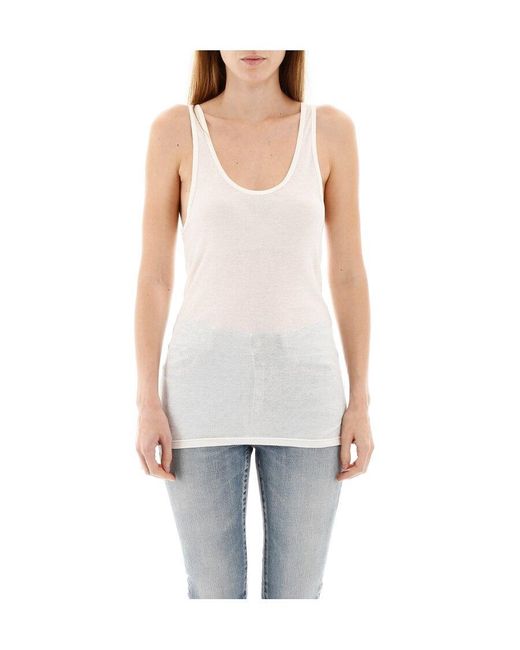 Saint Laurent White Sleeveless Ribbed Tank Top