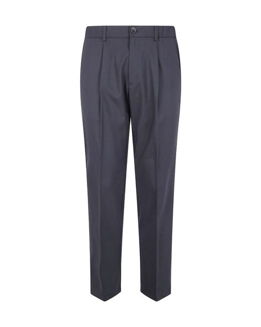 Herno Blue Elasticated Waist Pleated Trousers for men